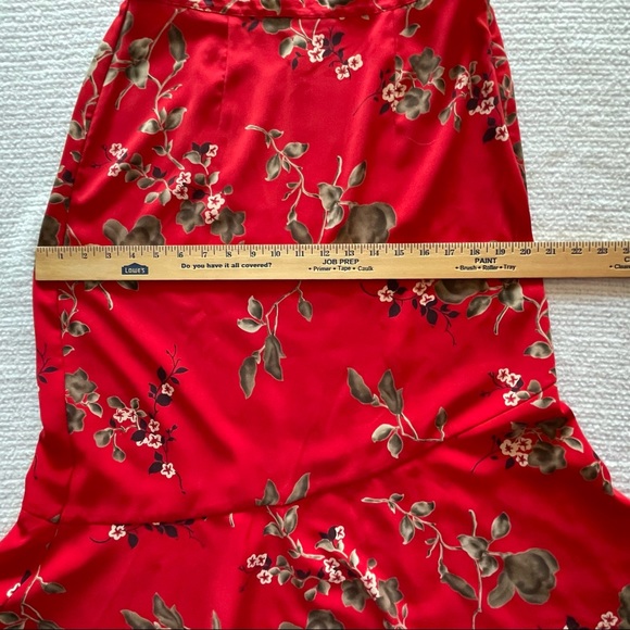 SAG HARBOR Vintage Red Trumpet Asymmetric Seam Midi Floral Side Zipper Size 8P - Picture 10 of 11